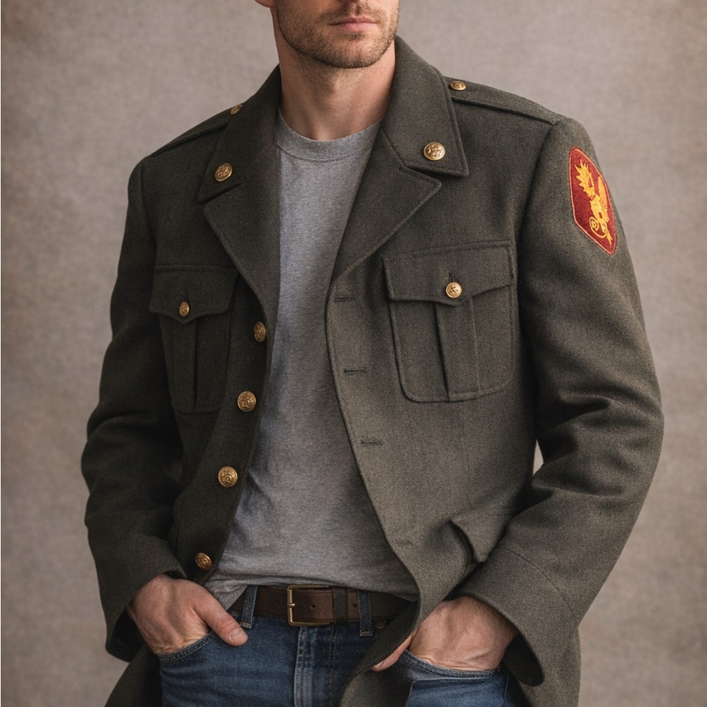 1956 U.S. Army Transportation Corps Wool Serge Coat Vintage Military Jacket 41R